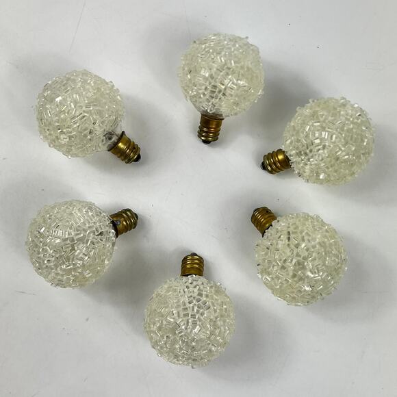 GE Ice Frosted Sugar Round Light Bulbs Set of 6 White Clear C7 Untested - Picture 1 of 4